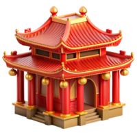 serene abstract A traditional Chinese temple, vibrant red and gold details, intricate carvings, realistic rendering 4K png