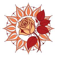 a radiating mandala rose design with alternating.. vector