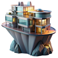 beautiful traditional A futuristic apartment complex built into a cliff face, sleek, metallic design, dramatic lighting, sci-fi art authentic png