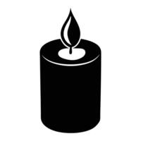 a black candle with a flame on it vector