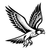 a black and white illustration of a flying bird vector