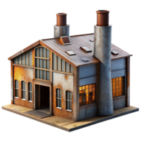 extraordinary rustic A dilapidated industrial factory, rusty metal and broken windows, gritty, realistic style detailed png