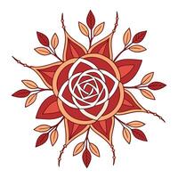 a red rose with leaves and branches vector