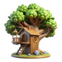 serene abstract A whimsical treehouse built into a giant oak tree, dappled sunlight filtering through the leaves, fantasy art original png