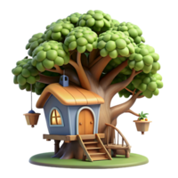impressive vintage A whimsical treehouse built into a giant oak tree, dappled sunlight filtering through the leaves, fantasy art original png