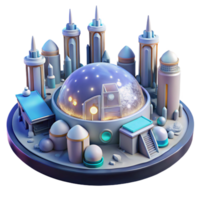impressive modern A futuristic city built on the moon, glowing domes and sleek vehicles, sci-fi art, cool lighting detailed png