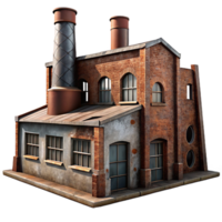 elegant abstract A dilapidated industrial factory, rusty metal and broken windows, gritty, realistic style professional png