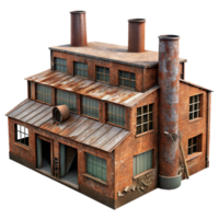 beautiful rustic A dilapidated industrial factory, rusty metal and broken windows, gritty, realistic style premium png