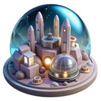 beautiful contemporary A futuristic city built on the moon, glowing domes and sleek vehicles, sci-fi art, cool lighting detailed png