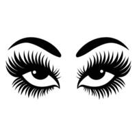 eye lashes brow black and white illustration. vector