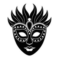a black and white carnival mask with a face vector