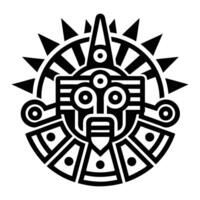 an image of a black and white design of an aztec mask vector