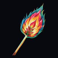 a colorful fire stick on a black background vector