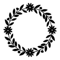 a black and white illustration of a wreath. vector