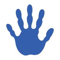 a blue hand print on a white background vector