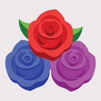 three roses are shown in different colors vector