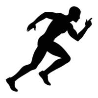 silhouette of a man running in a race white background. vector