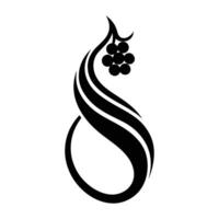 a black and white logo of a flower with a long stem vector