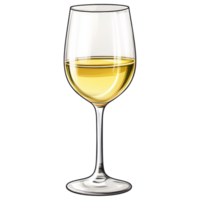stemmed glass filled with white wine, elegantly displayed on transparency background. clip art on a transparency background png