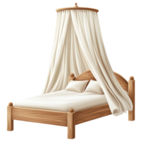 Minimalist bed with canopy and soft drapes on transparency background clip art on a transparency background png