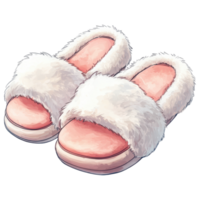 Soft and fluffy slippers with cozy design, perfect for relaxation. clip art on a transparency background png