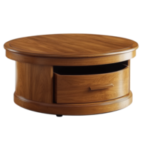 Elegant oval shaped coffee table with hidden storage drawer clip art on a transparency background png