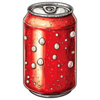 vibrant red soda can with bubbles, showcasing refreshing carbonation. clip art on a transparency background png