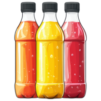 Refreshing sports drinks in colorful plastic bottles on transparency background. clip art on a transparency background png