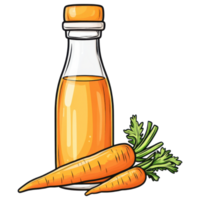 Fresh carrot juice in bottle with carrots beside it, vibrant and healthy clip art on a transparency background png