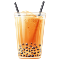 Refreshing bubble tea with tapioca pearls and ice clip art on a transparency background png
