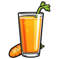 Fresh carrot juice in glass with carrot beside it, vibrant and healthy clip art on a transparency background png