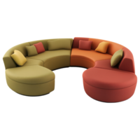 Stylish modular sofa set in vibrant colors, perfect for modern spaces. clip art on a transparency background png