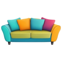 Colorful modular sofa with vibrant cushions on transparency background clip art on a transparency background png