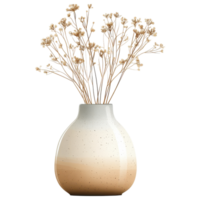 decorative ceramic vase with dried flowers, adding warm touch to any space. clip art on a transparency background png