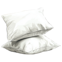 Soft decorative pillows stacked on bed, adding comfort and style. clip art on a transparency background png