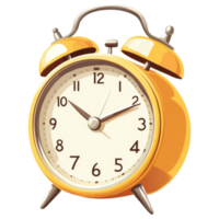 Vintage alarm clock with cheerful yellow design on transparency background. clip art on a transparency background png