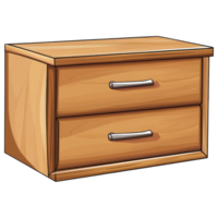 Wooden bedside table with two drawers, perfect for storage and organization. clip art on a transparency background png