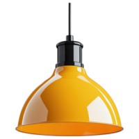 Bright yellow pendant light hanging from black cord, adding warmth to any space. clip art on a transparency background png