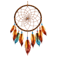 Colorful dreamcatcher with feathers and beads on transparency background clip art on a transparency background png