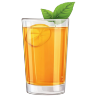 Refreshing apple juice in clear glass with ice and mint leaves clip art on a transparency background png