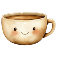 Cute coffee cup with steam and smiling face on transparency background clip art on a transparency background png