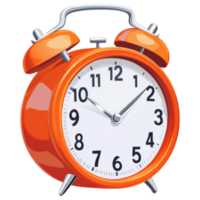 Digital alarm clock in orange color with white face and black numbers clip art on a transparency background png