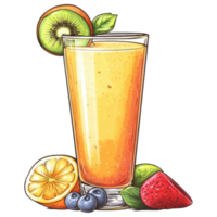 Fresh fruit smoothie in tall glass with vibrant colors and textures clip art on a transparency background png