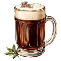 Frosty beer mug with foam and herbs on transparency background clip art on a transparency background png