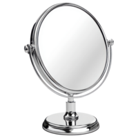 Adjustable standing mirror with sleek chrome finish and round design clip art on a transparency background png