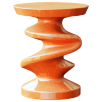 Modern abstract sculptural side table in vibrant orange color clip art on a transparency background png