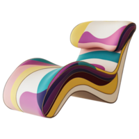Stylish abstract lounge chair with colorful waves and curves clip art on a transparency background png
