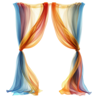 Translucent curtains in vibrant colors create soft, flowing effect. clip art on a transparency background png