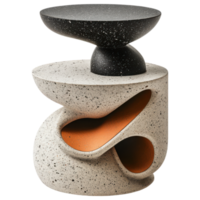 Abstract sculptural side table with unique design and textures clip art on a transparency background png