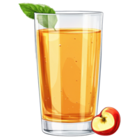 Refreshing apple juice in clear glass with mint leaf and apple slice clip art on a transparency background png